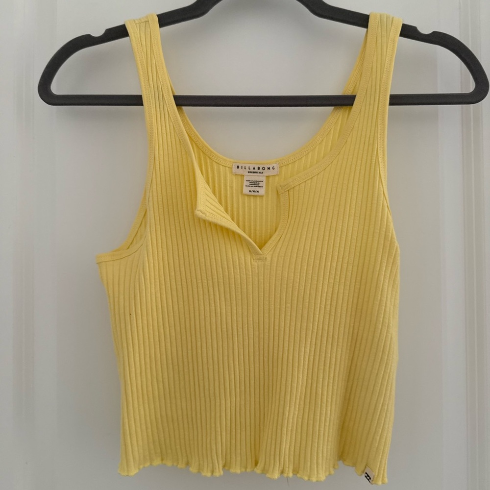 NWOT Billabong Sunny Yellow Ribbed Crop Top Tank Size Medium Summer Vibes